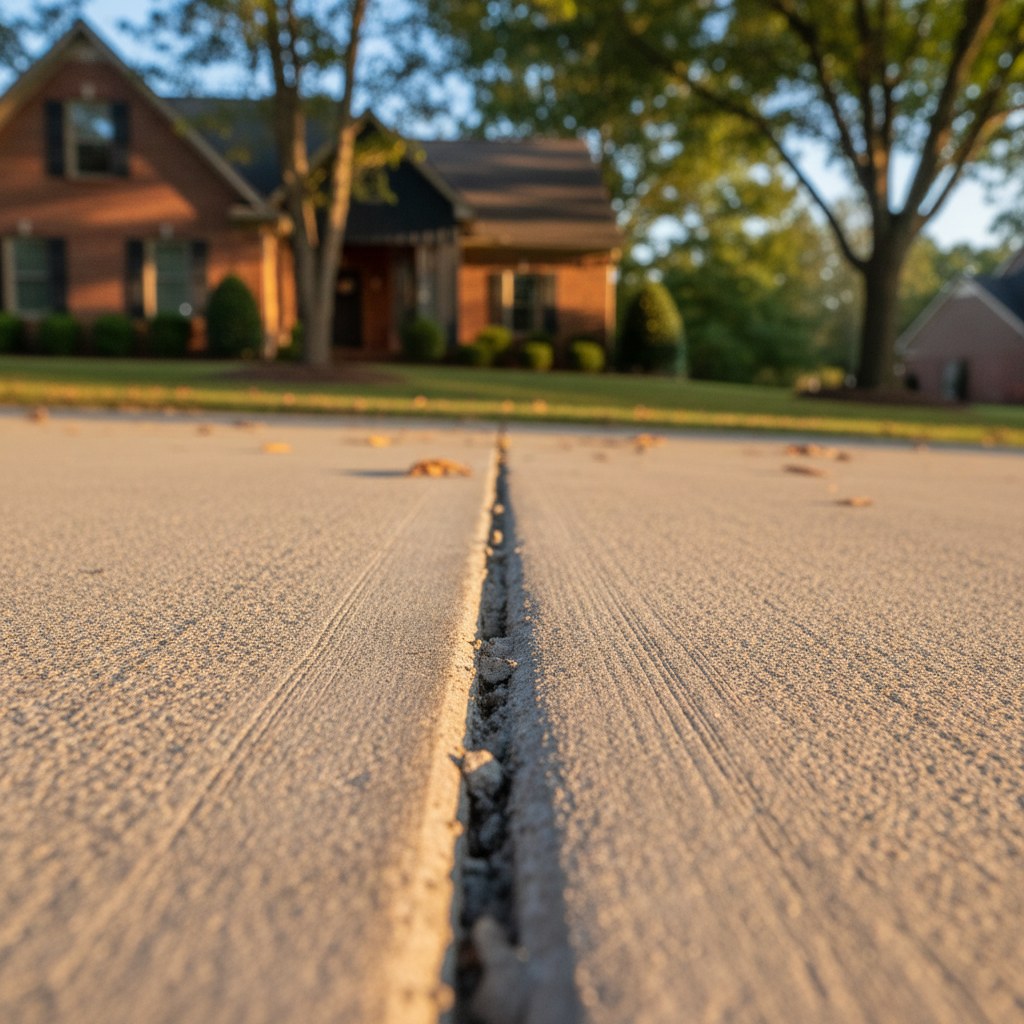 Tooled concrete driveway control joint detail