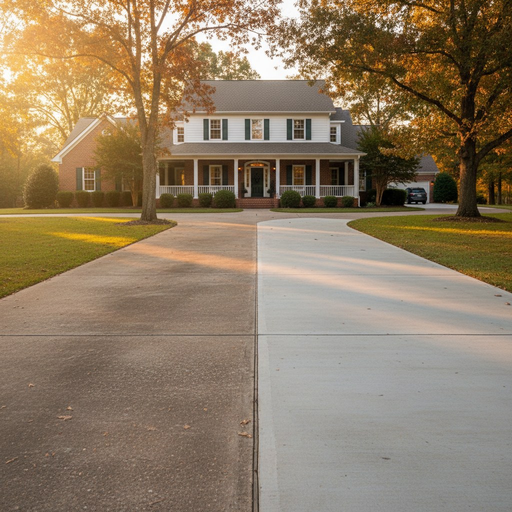 Concrete driveway extension matched to original slab