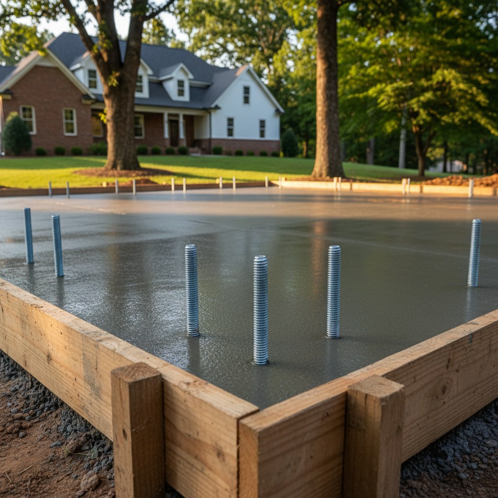 Anchor bolt detail on finished concrete slab