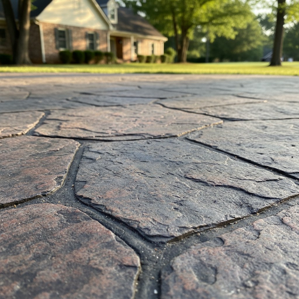Stamped slate pattern integral color detail