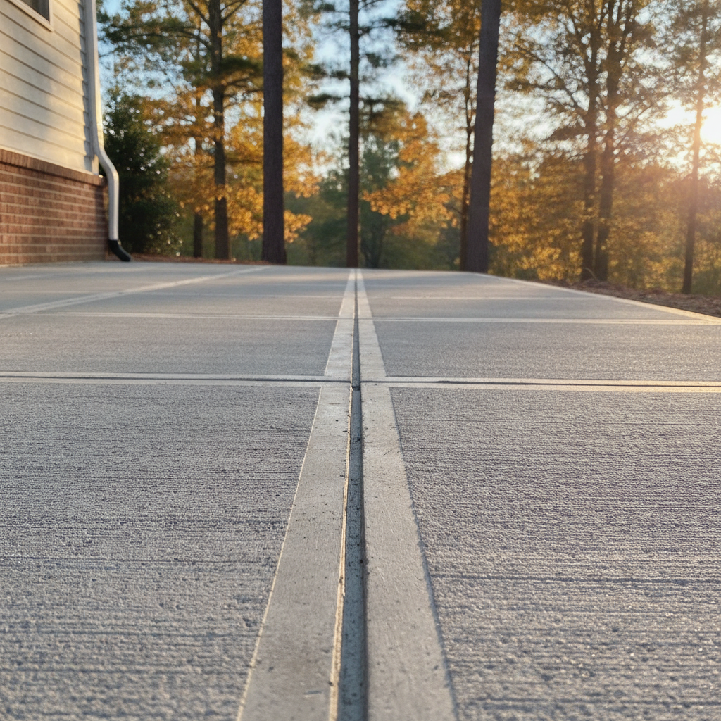 Tooled joint pattern detail on a residential concrete walkway in Upstate SC