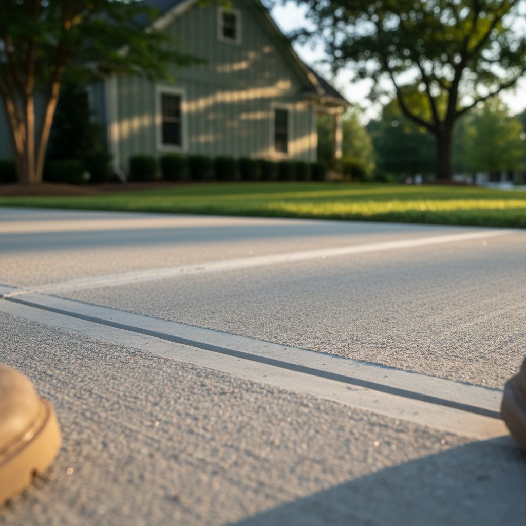Broom finish concrete walkway texture detail