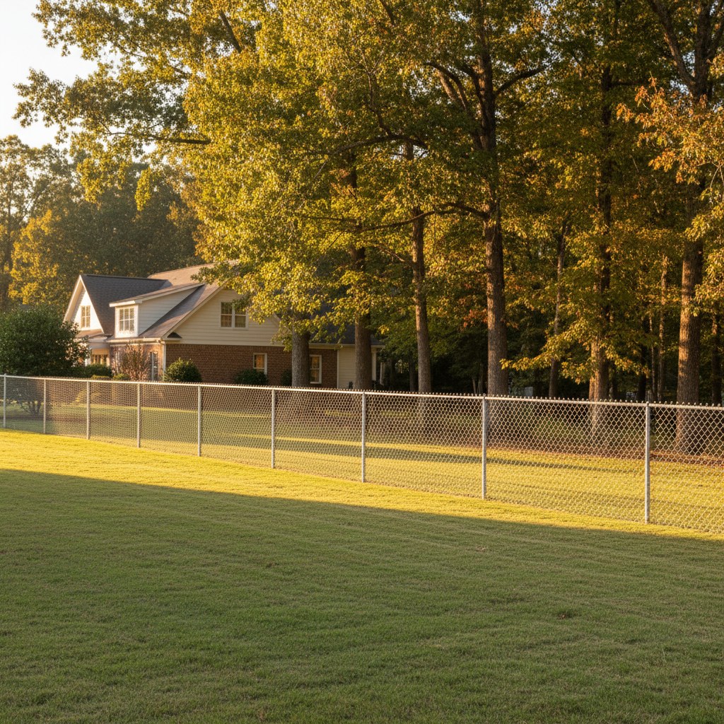 Galvanized chain link fence on residential property