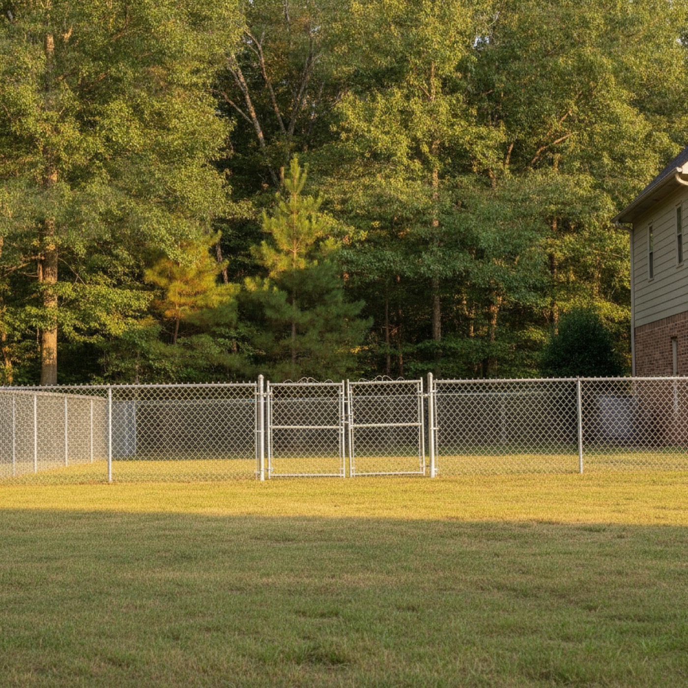 Chain link mesh stretched between posts
