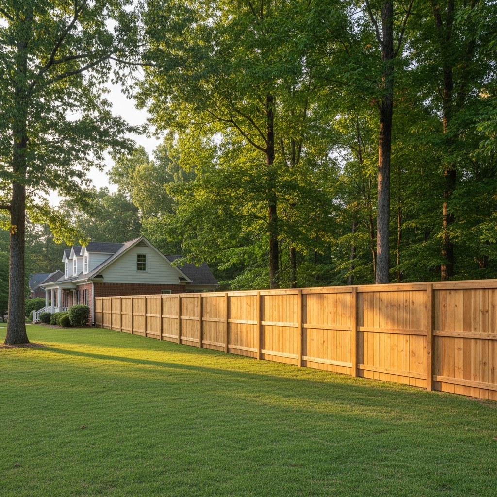 Cedar wood privacy fence on residential property