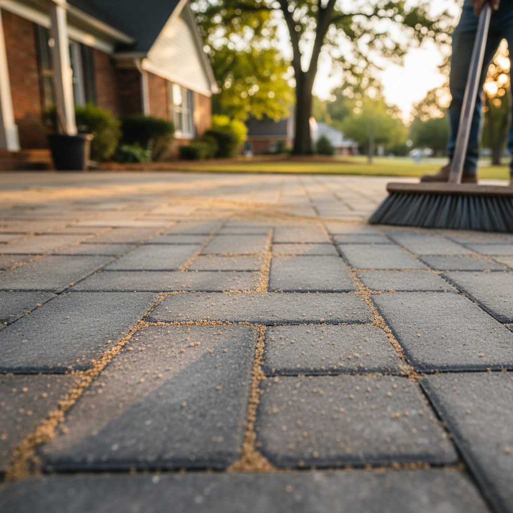Polymeric joint sand on paver joints detail